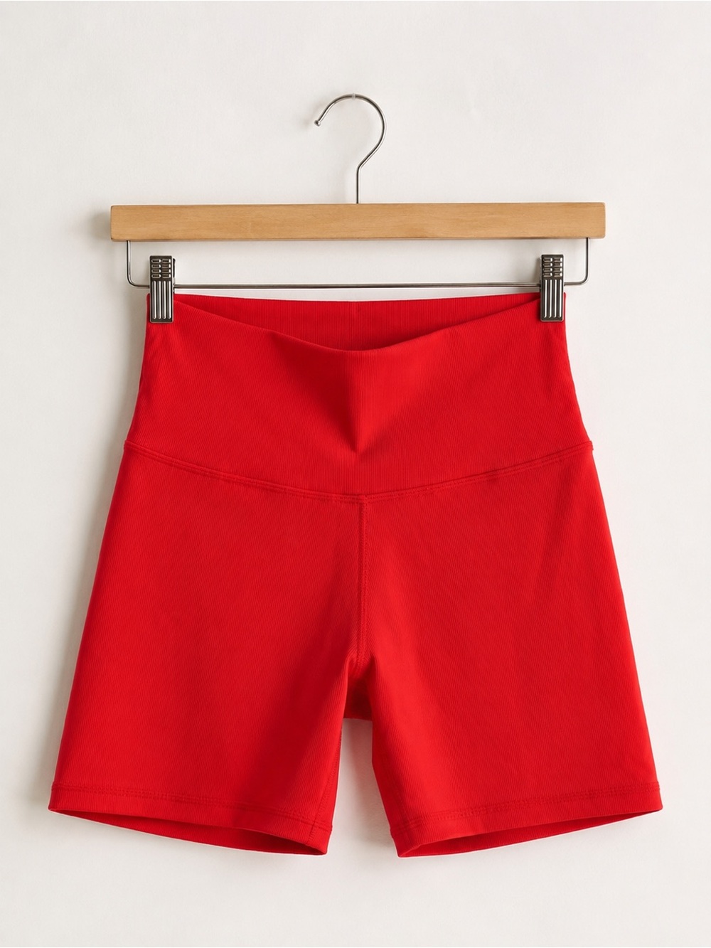 Wilo The Label Ribbed Biker Shorts Womens XS Red Activewear Compression NWT